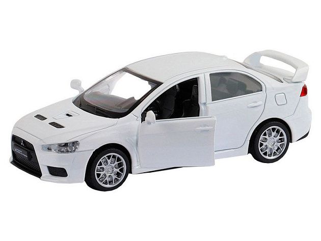 Машина "АВТОПАНОРАМА" Mitsubishi Lancer Evolution, белый, 1/41, откр. двери, в/к 17,5*12,5*6,5 см