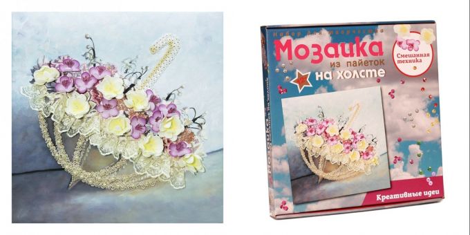 Мозаика из пайеток на холсте "Романтика дождя"
