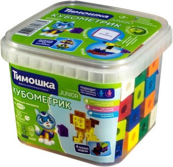Конструктор JUNIOR "Кубометрик" 50 деталей, ведерко