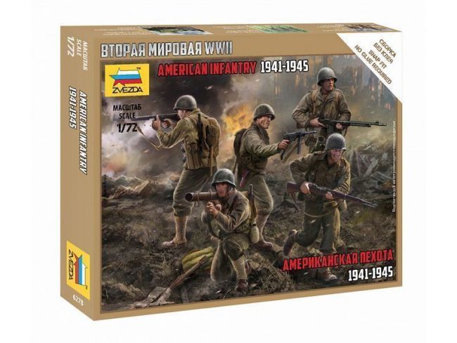 Сборная модель ZVEZDA Американская пехота 1941-1945, 1/72 Сборная модель ZVEZDA Американская пехота 1941-1945, 1/72