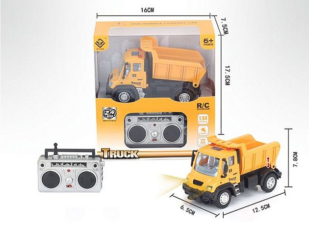 Р/У Самосвал малый желтый YP Toys 6163J3, 13 см, свет, 2.4G 1/64 RTR