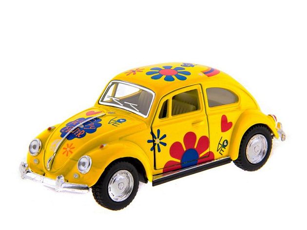 Машина Kinsmart 1967 Volkswagen Classical Beetle with printing инерция (1/12шт.) 1:32 б/к