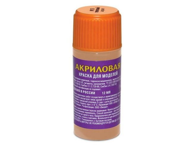 Краска ZVEZDA акриловая, телесная, 12 мл Краска ZVEZDA акриловая, телесная, 12 мл