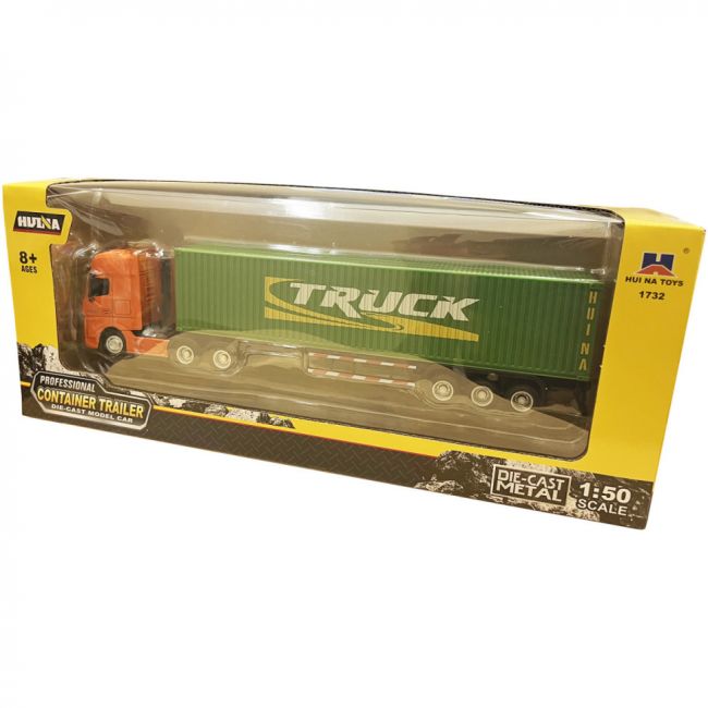 Металлический грузовик контейнеровоз HUI NA TOYS масштаб 1:50 - HN1732-GREEN Металлический грузовик контейнеровоз HUI NA TOYS масштаб 1:50 - HN1732-GREEN