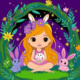 Картина по номерам детская (холст на подрамнике 20*20) "Фея на поляне"