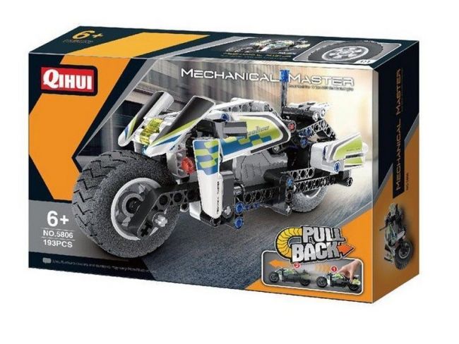 Конструктор Qihui Mechanical Master Полицейский мотоцикл совместим с QH5805, инерц. (193 детали)
