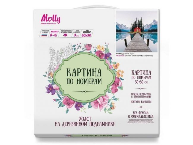 Картина по номерам 30х30 Домик в горах (18 цветов)