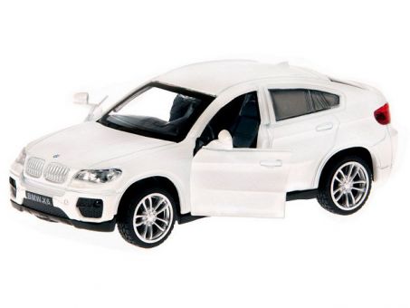 Машина "АВТОПАНОРАМА" BMW X6, 1/43, белый, инерция, откр. двери, в/к 17,5*12,5*6,5 см