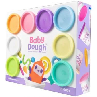 Тесто для лепки BabyDough, набор 8 цветов, пастельные