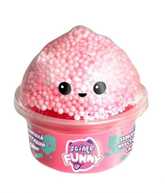Игрушка для детей модели Funny Slime, слайм с вложениями, пирожное, в банке