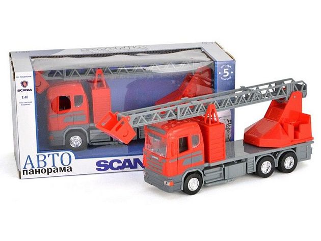 Машина "АВТОПАНОРАМА" SCANIA (пожарная) 1/40 инерц., в/к 28*14*12