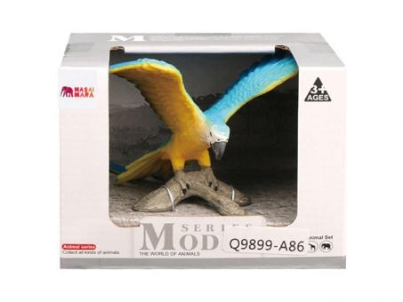 Фигурка игрушка MASAI MARA MM211-167 серии "Мир диких животных": птица Попугай Сине-желтый Ара