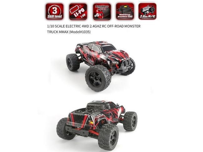 Радиоуправляемый монстр Remo Hobby MMAX Brushless (синий) 4WD 2.4G 1/10 RTR Радиоуправляемый монстр Remo Hobby MMAX Brushless (синий) 4WD 2.4G 1/10 RTR