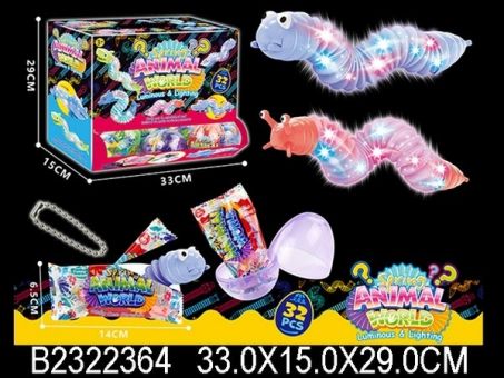 Игрушка-антистресс "Гусеничка", (32 шт. в наборе), световые эффекты