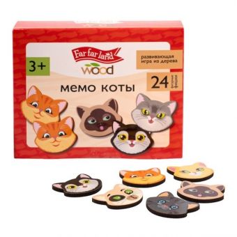 Игра настольная МЕМО "Коты" Far far land wood (24 фишки в коробке)