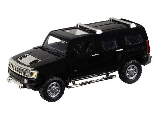 Машина "АВТОПАНОРАМА" Hummer H3, черный, 1/32, свет, звук, инерция, в/к 17,5*13,5*9 см