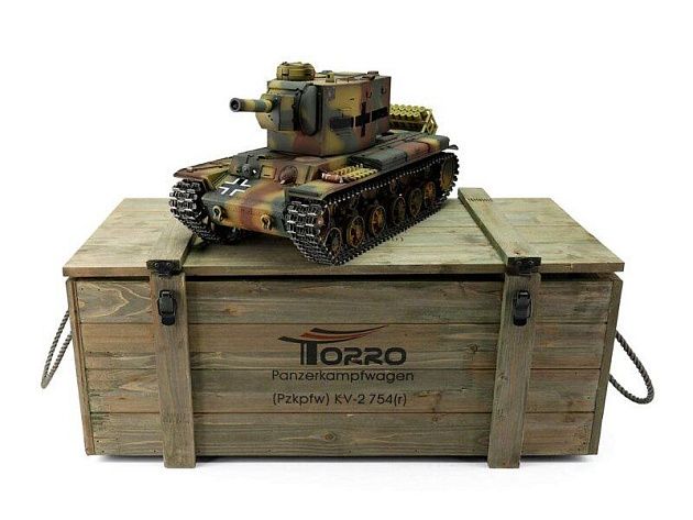 Радиоуправляемый танк Torro KV-2 1/16 ВВ-пушка, дым, зеленый V3.0 2.4G RTR