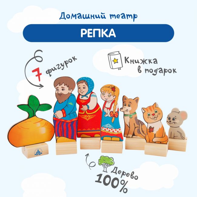 Набор КРАСНОКАМСКАЯ ИГРУШКА Персонажи сказки Репка (карт.кор.)