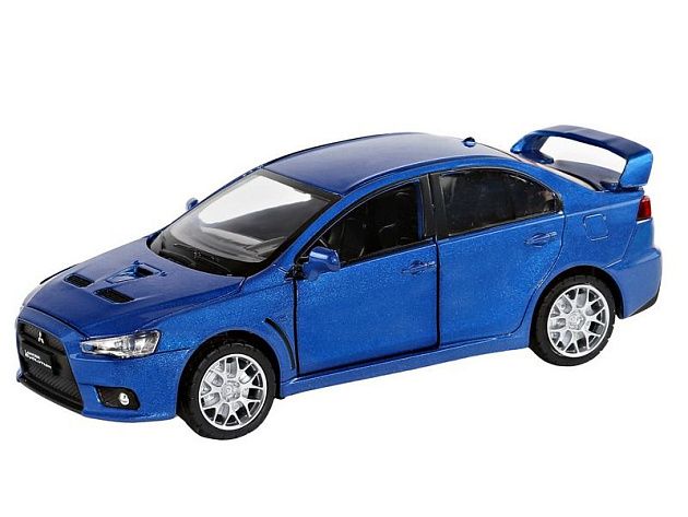 Машина "АВТОПАНОРАМА" Mitsubishi Lancer Evolution, синий, 1/32, свет, звук, в/к 17,5*12,5*6,5 см