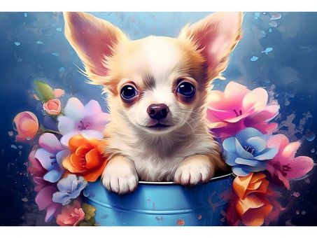 Алмаз мозаика (клас.) 30х40 см, с подр., с полн. заполн. (30 цв.) Милая чихуахуа