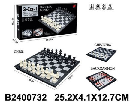 Игра настольная 3 в 1 "Шахматы, шашки, нарды"