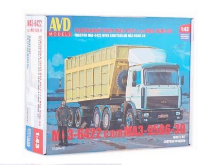 Сборная модель AVD МАЗ-6422 с полуприцепом МАЗ-9506-30, 1/43