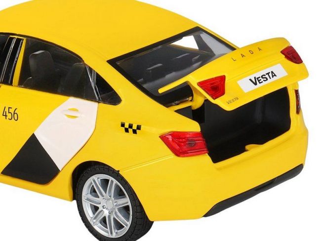 Машина "АВТОПАНОРАМА" Яндекс.Такси  LADA VESTA, желтый, 1/24, в/к 24,5*12,5*10,5 см