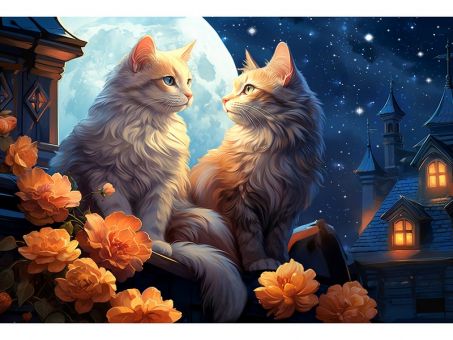 Алмаз мозаика (клас.) 30х40 см, с подр., с полн. заполн. (30 цв.) Ночные котики