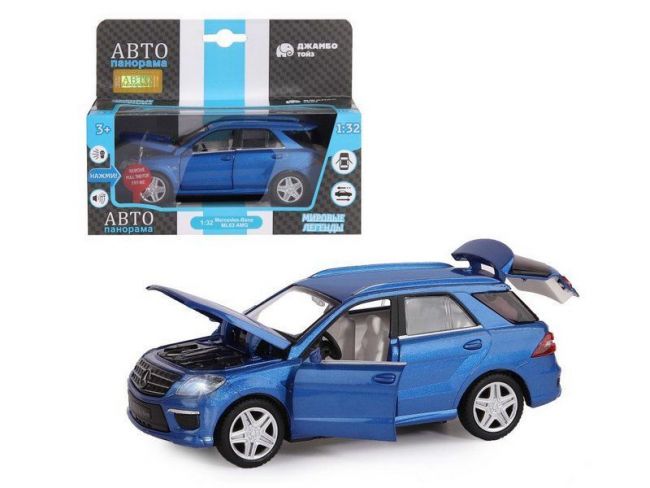Машина "АВТОПАНОРАМА" Mercedes-Benz ML63 AMG, синий, 1/32, свет, звук, инерция, в/к 17,5*13,5*9 см Машина "АВТОПАНОРАМА" Mercedes-Benz ML63 AMG, синий, 1/32, свет, звук, инерция, в/к 17,5*13,5*9 см