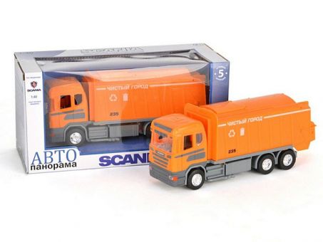 Машина "АВТОПАНОРАМА" SCANIA (мусоровоз) 1/40 инерц., в/к 28*14*12