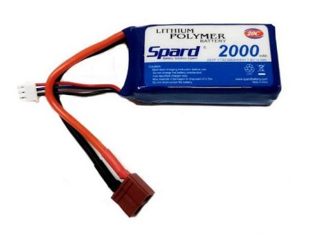Аккумулятор Li-Po Spard 2000mAh, 7,4V, 20C, T‐plug для Remo Hobby 1/16, Himoto 1/18 Аккумулятор Li-Po Spard 2000mAh, 7,4V, 20C, T‐plug для Remo Hobby 1/16, Himoto 1/18