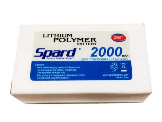 Аккумулятор Li-Po Spard 2000mAh, 7,4V, 20C, T‐plug для Remo Hobby 1/16, Himoto 1/18 Аккумулятор Li-Po Spard 2000mAh, 7,4V, 20C, T‐plug для Remo Hobby 1/16, Himoto 1/18