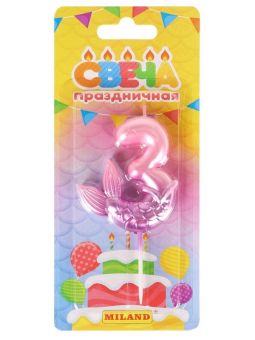 Свеча для торта Русалка, розовая Цифра 3 Свеча для торта Русалка, розовая Цифра 3