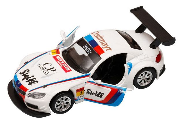 Машина "АВТОПАНОРАМА" BMW Z4 GT3, 1/38, белый, инерция, откр. двери, в/к 17,5*12,5*6,5 см