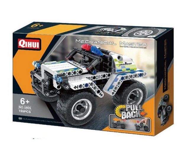 Конструктор Qihui Mechanical Master Полицейский джип совместим с QH5806, инерционный (199 деталей) Конструктор Qihui Mechanical Master Полицейский джип совместим с QH5806, инерционный (199 деталей)