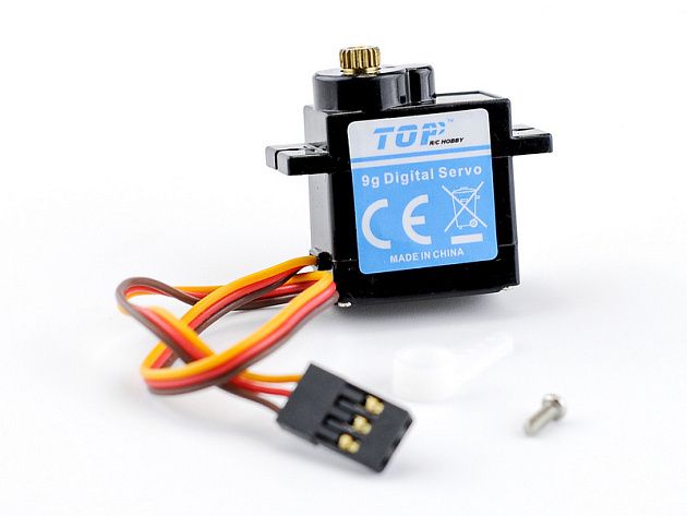 Сервомашинка 9g для планера Top RC Lightning 2100 (руль высоты), провод 150мм Сервомашинка 9g для планера Top RC Lightning 2100 (руль высоты), провод 150мм