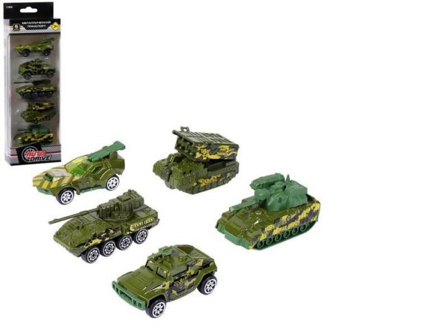 Набор металлических машинок AUTODRIVE Военная техника 5шт. в/к 29*9,5*4см. Набор металлических машинок AUTODRIVE Военная техника 5шт. в/к 29*9,5*4см.