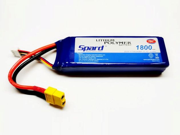 Аккумулятор Li-Po Spard 1800mAh, 11,1V, 75C, XT60 Аккумулятор Li-Po Spard 1800mAh, 11,1V, 75C, XT60
