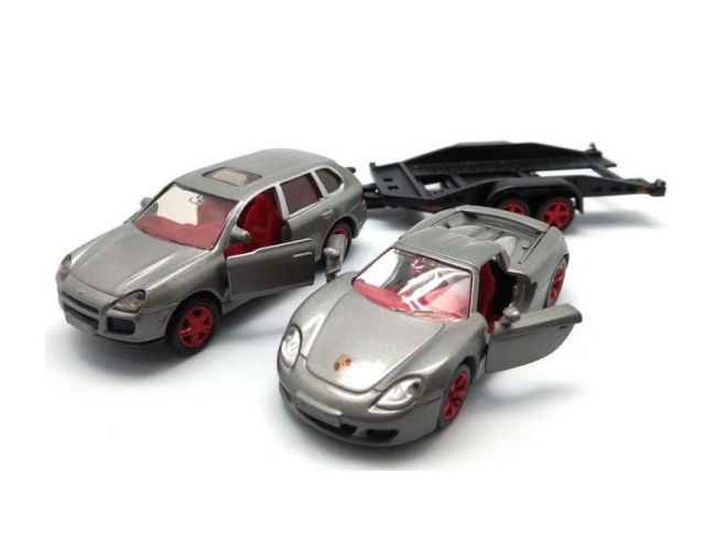 Машина Siku 2544 Porsche с прицепом и спорткаром Porsche GT, 1/55 Машина Siku 2544 Porsche с прицепом и спорткаром Porsche GT, 1/55