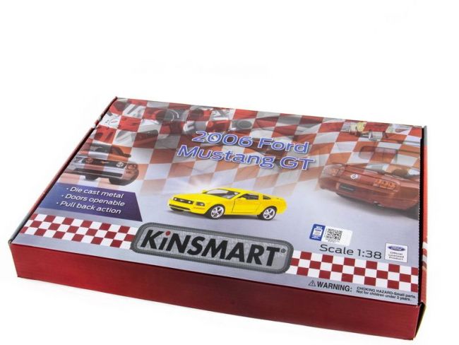 Машина Kinsmart 1:38 Ford Mustang GT с полосками инерция (1/12шт.) б/к