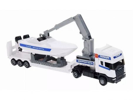 Машина Autotime "SCANIA" полиция, с катером 1:48 Машина Autotime "SCANIA" полиция, с катером 1:48