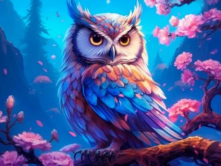 Алмаз мозаика (клас.) 30х40 см, с подр., с част. заполн. (30 цв.) Филин на ветке