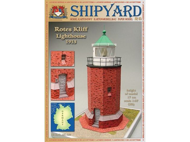 Сборная картонная модель Shipyard маяк Rotes Kliff Lighthouse (№60), 1/87