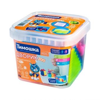 Конструктор KIDS "Дворик ZOO" 25 деталей, ведерко