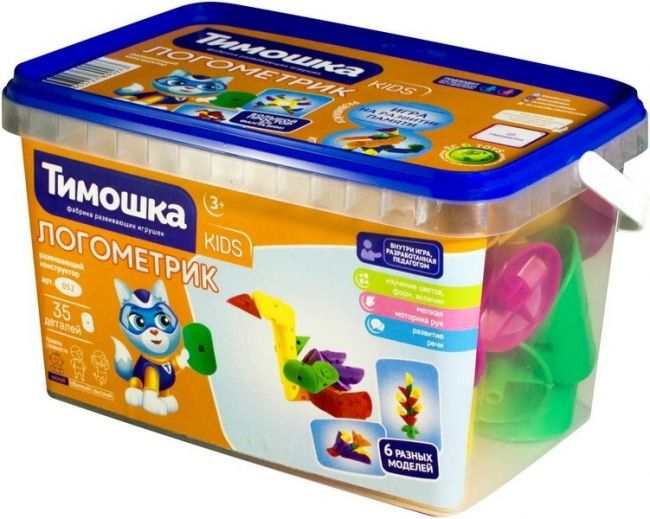 Конструктор KIDS «Логометрик» 35 деталей, ведерко Конструктор KIDS «Логометрик» 35 деталей, ведерко