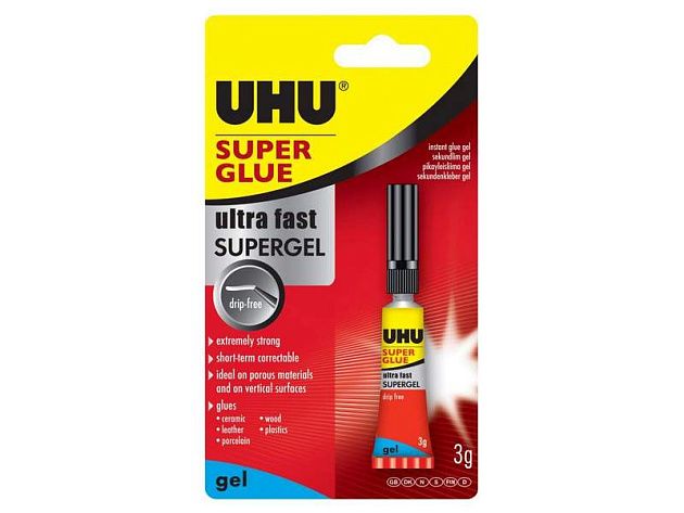 КЛЕЙ УНИВЕРСАЛЬНЫЙ СЕКУНДНЫЙ UHU SUPER GLUE ГЕЛЬ  3Г  БЛИСТЕР